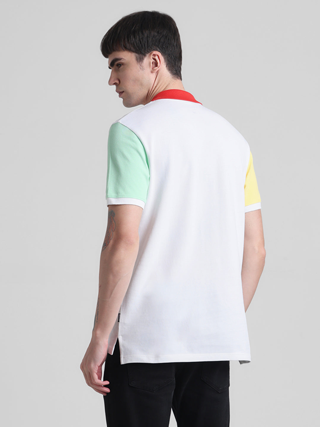 White Colourblocked Polo