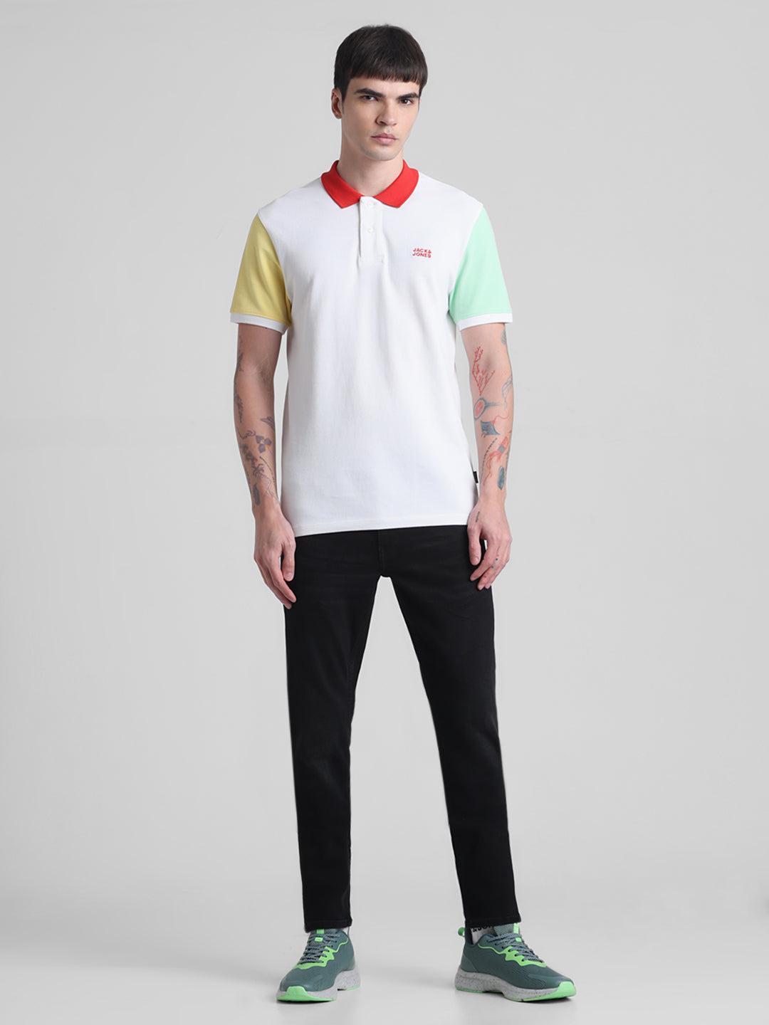 White Colourblocked Polo