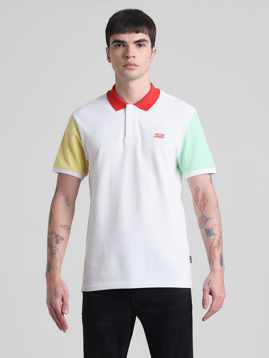 White Colourblocked Polo