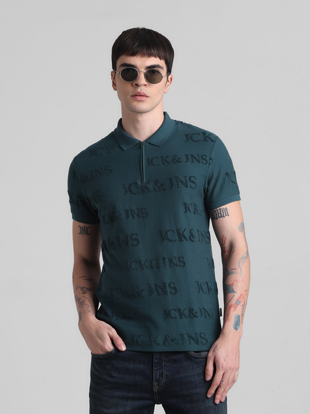 Green Embossed Logo Polo - S