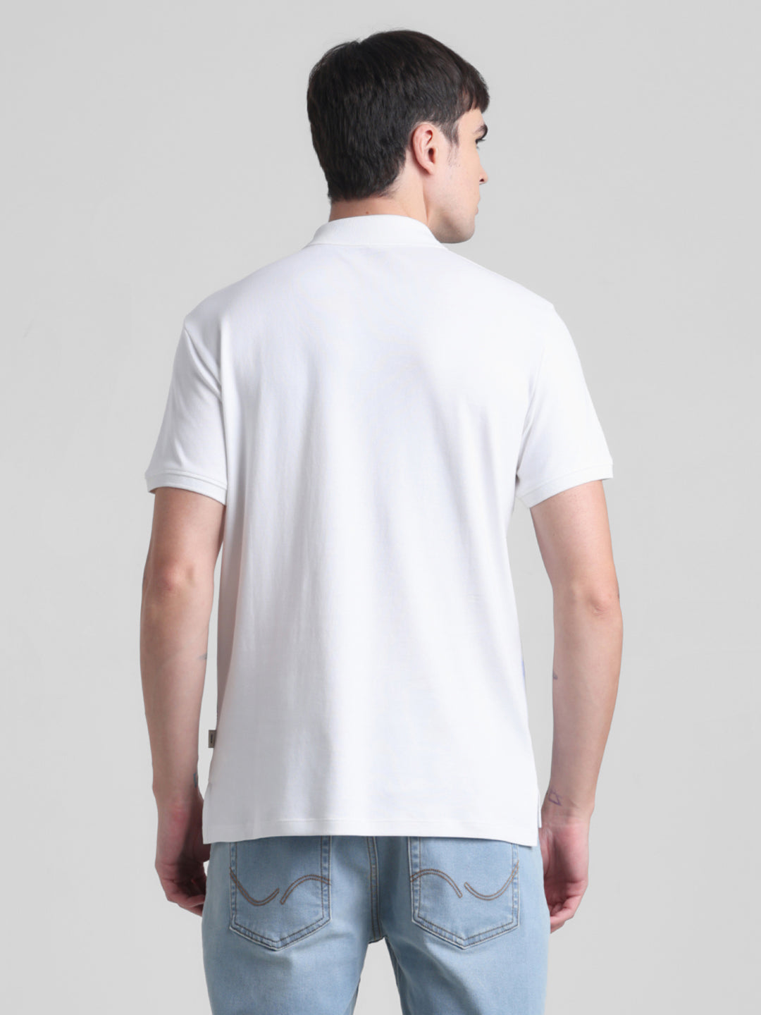 White Landscape Print Polo