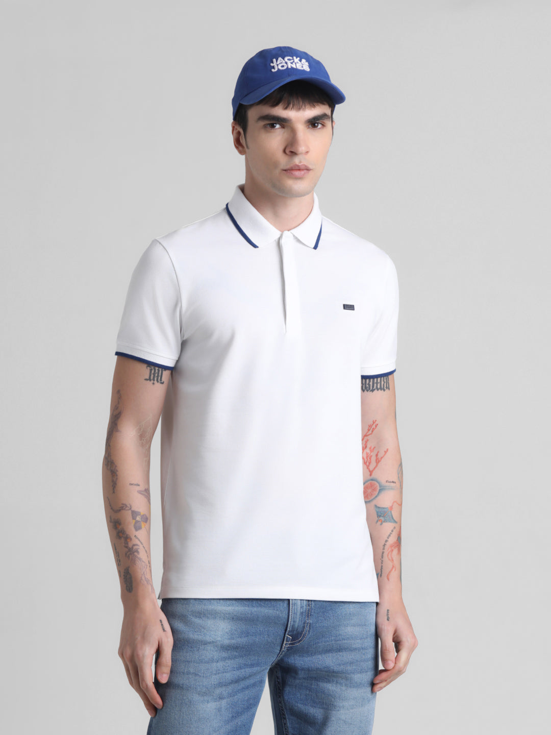 White Contrast Tipping Polo