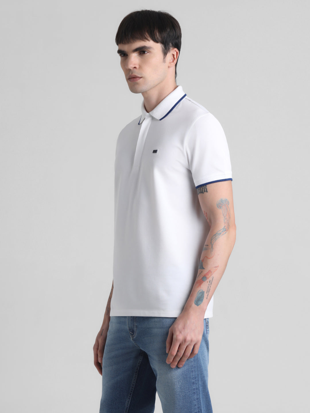 White Contrast Tipping Polo