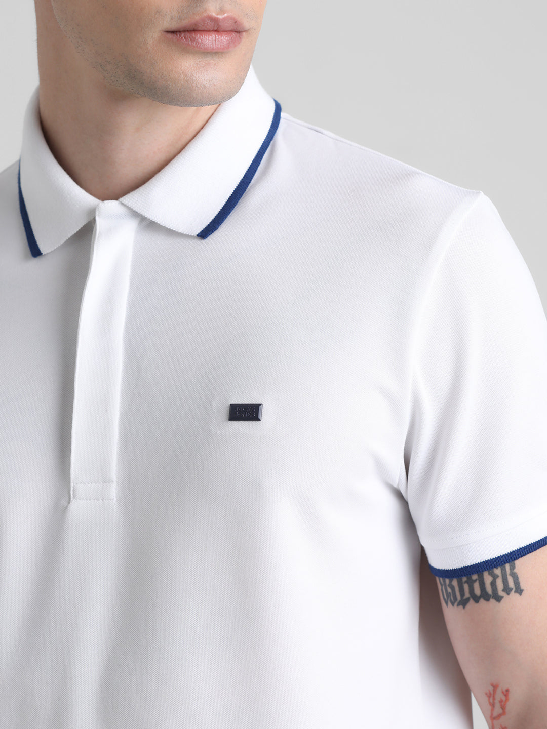 White Contrast Tipping Polo