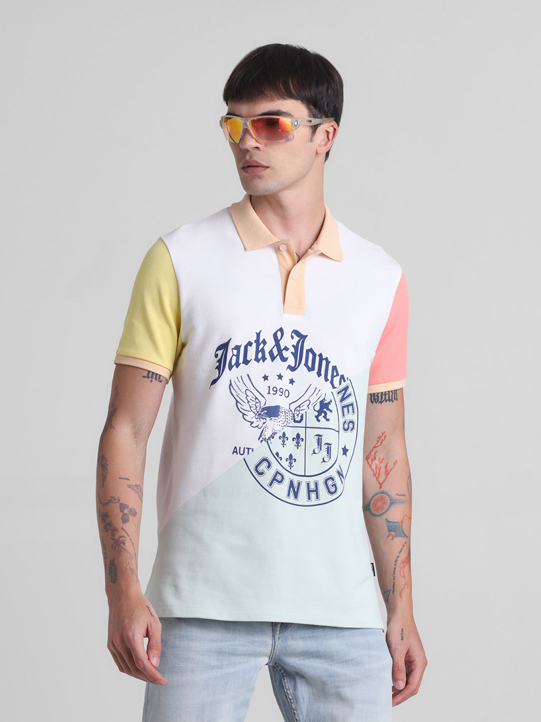 Typographic Print Cotton Polo - S