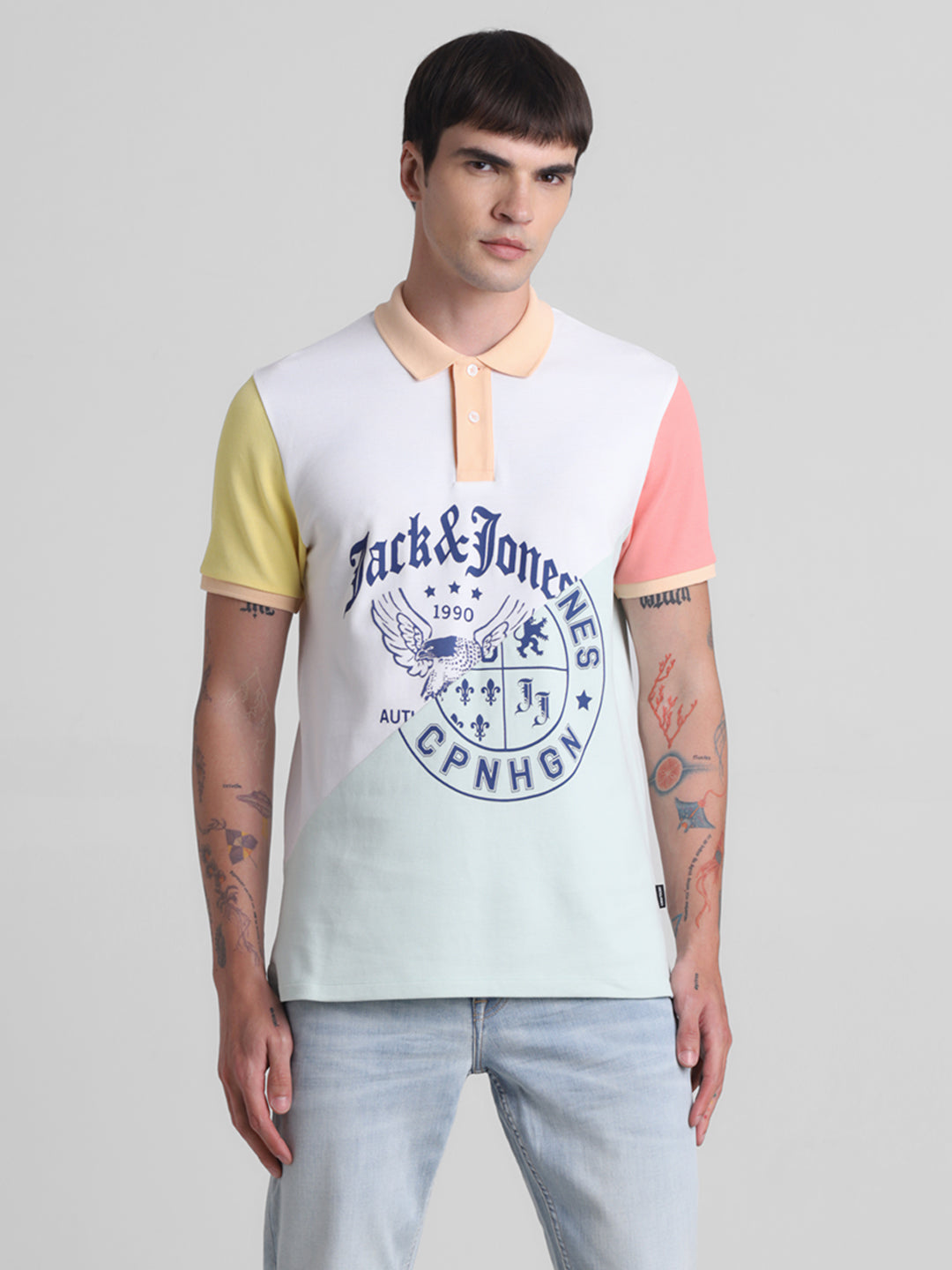 Typographic Print Cotton Polo