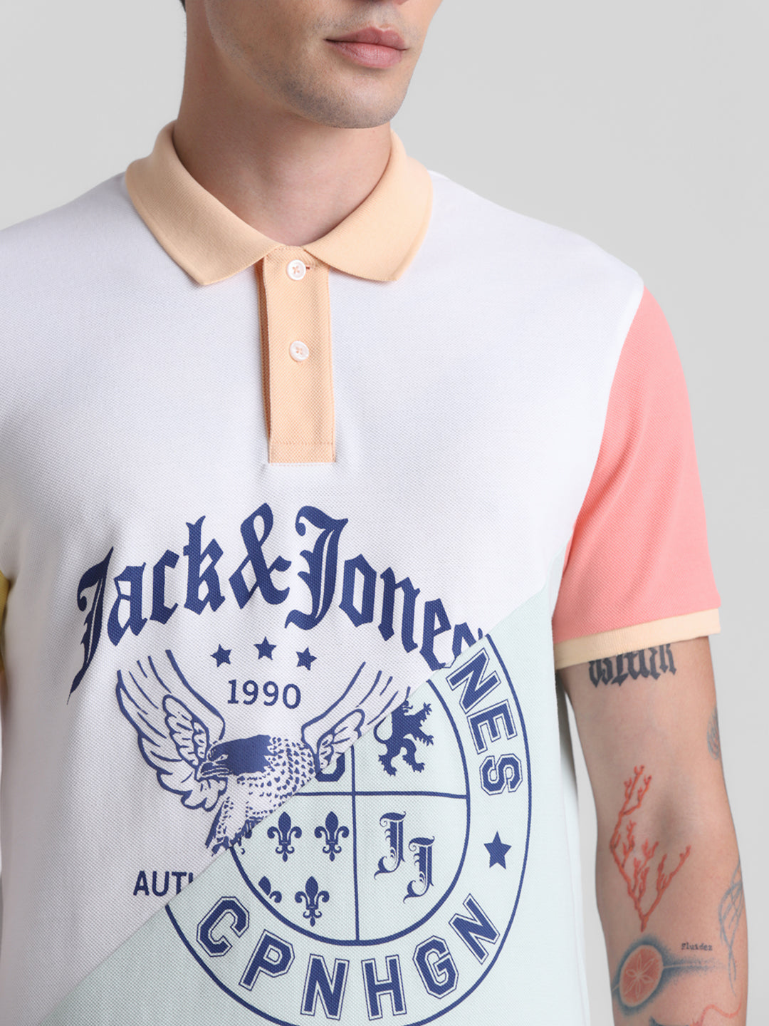 Typographic Print Cotton Polo