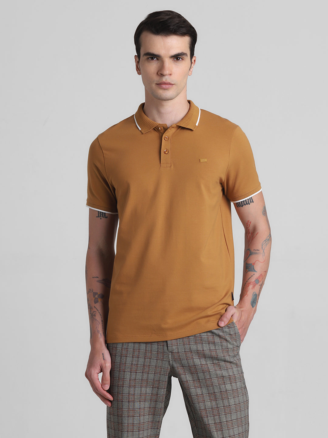 Brown Cotton Blend Polo