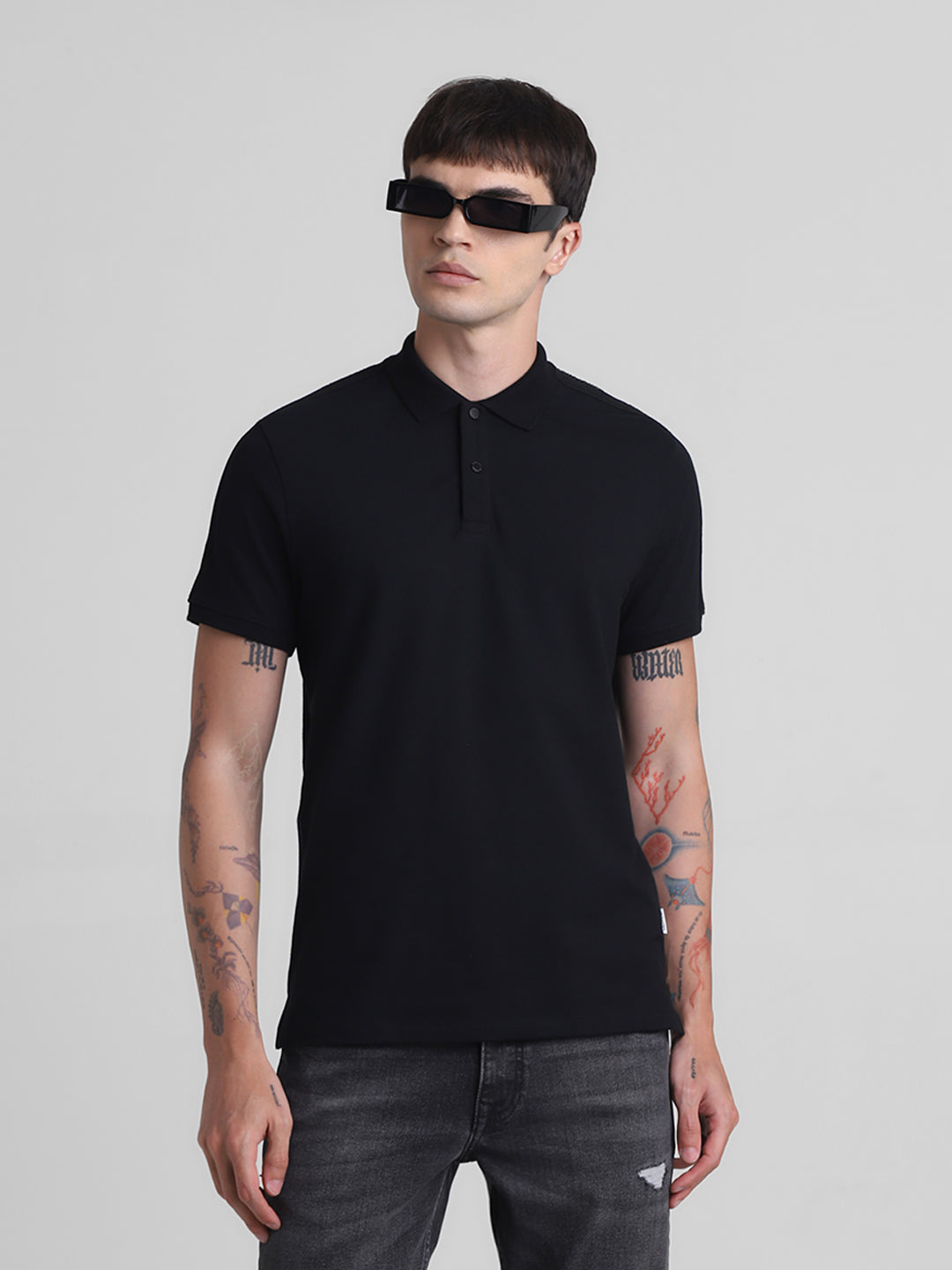 Black Tape Detail Polo - M