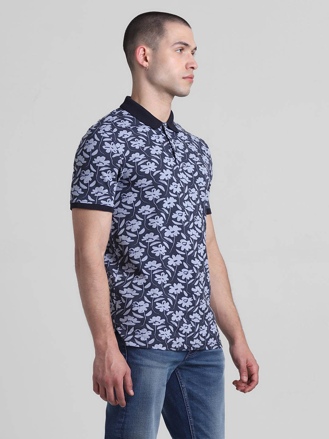 Blue Floral Polo