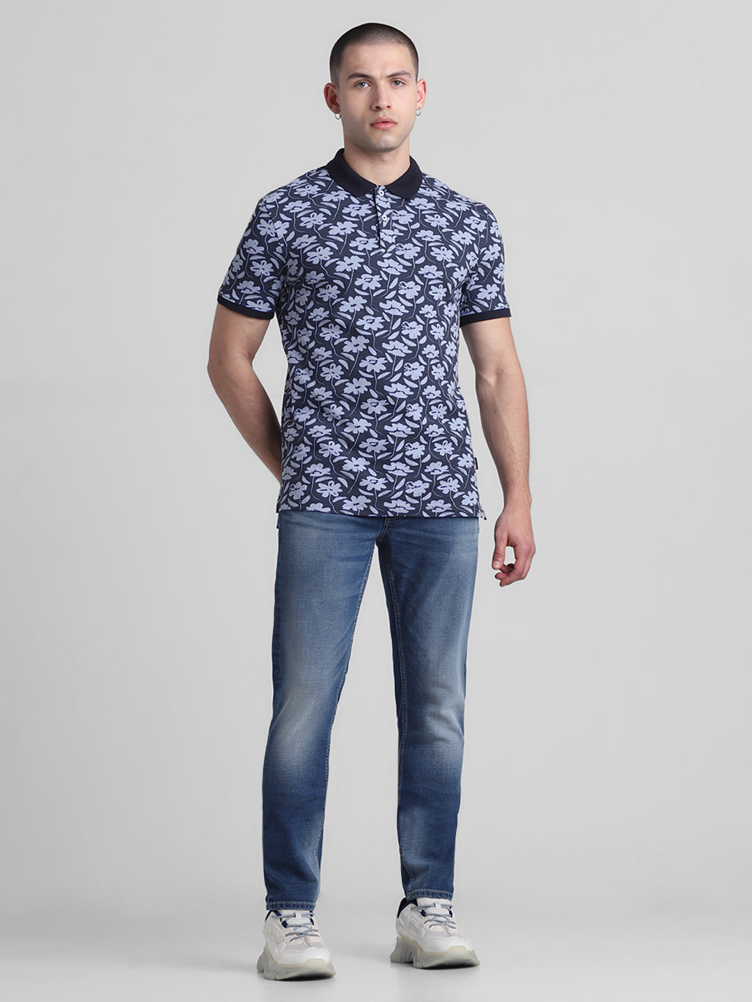 Blue Floral Polo