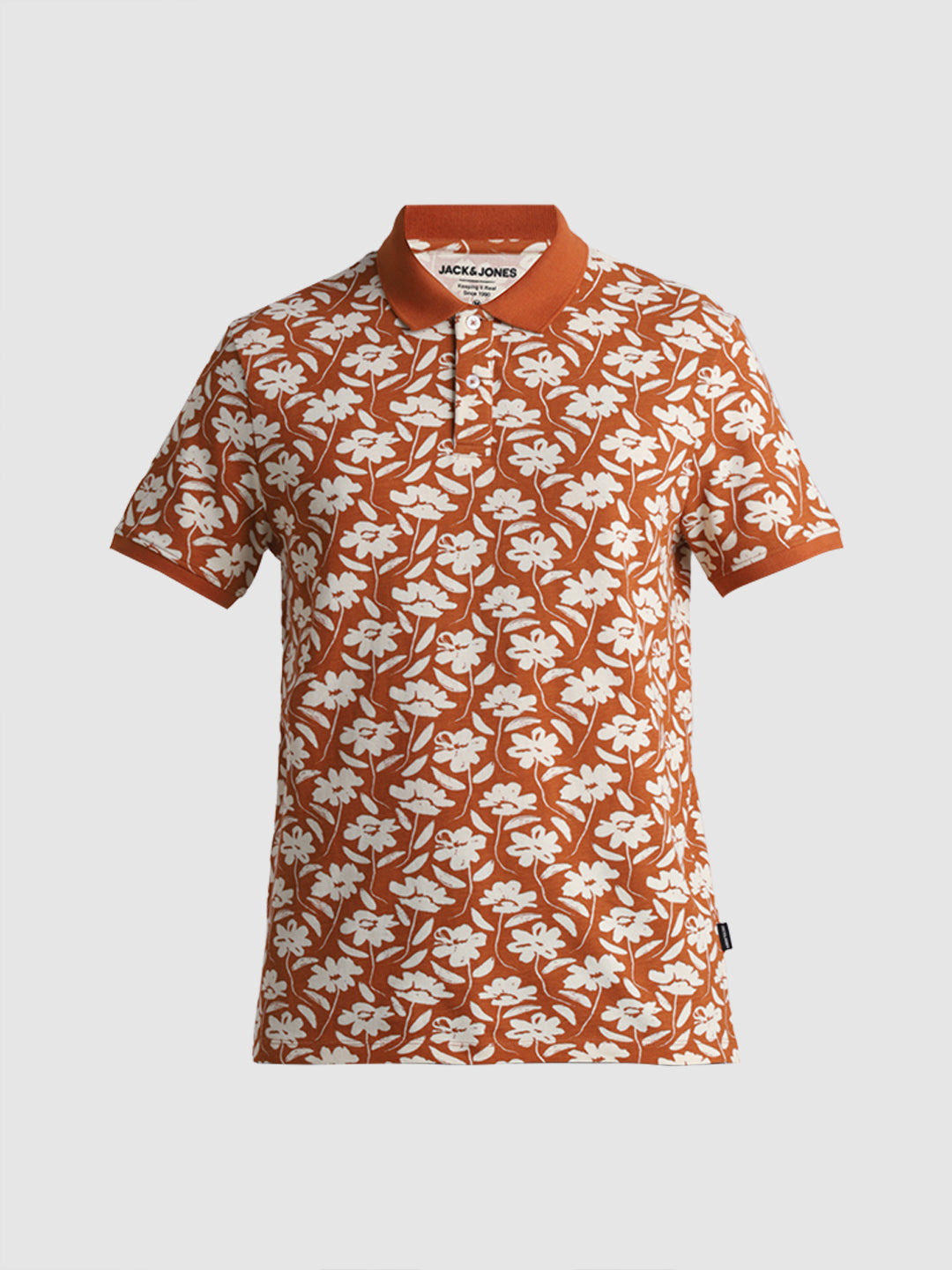 Brown Printed Regular Fit Polo