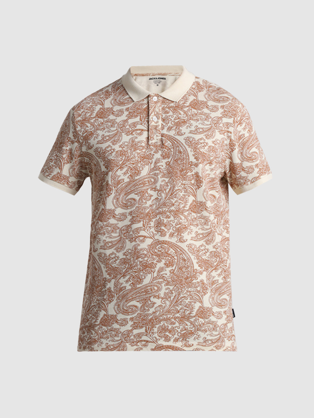 White Paisley Print Polo