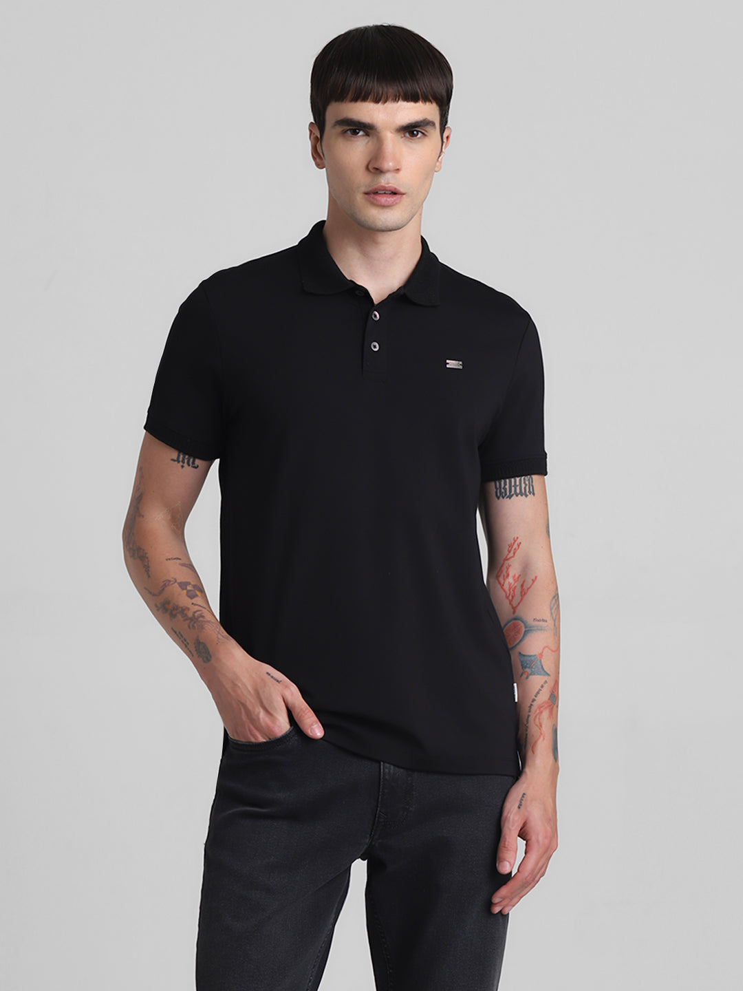Black Solid Polo
