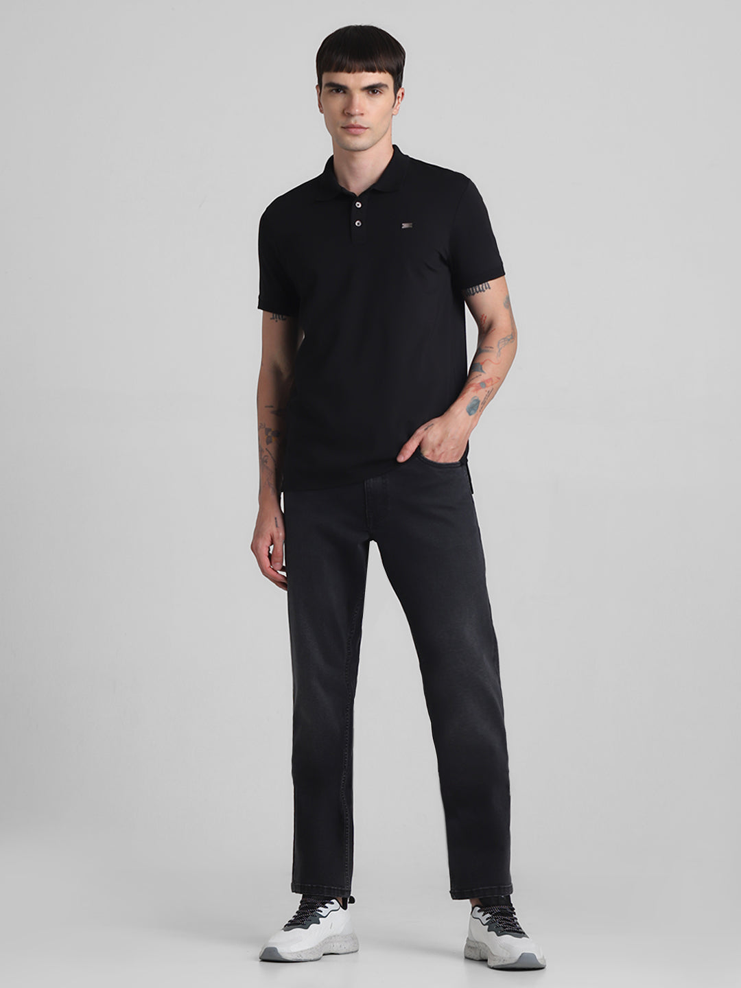 Black Solid Polo