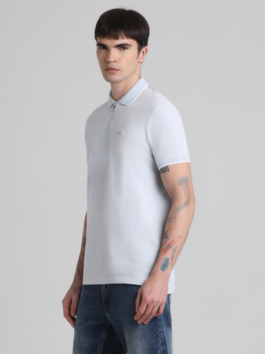 Light Blue Zip Detail Polo