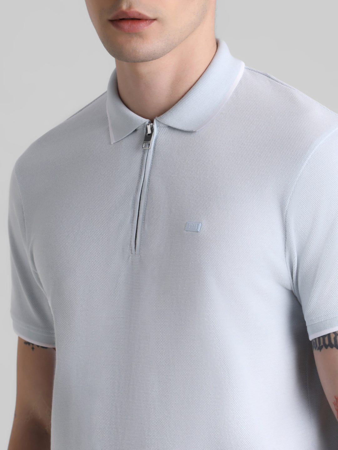 Light Blue Zip Detail Polo
