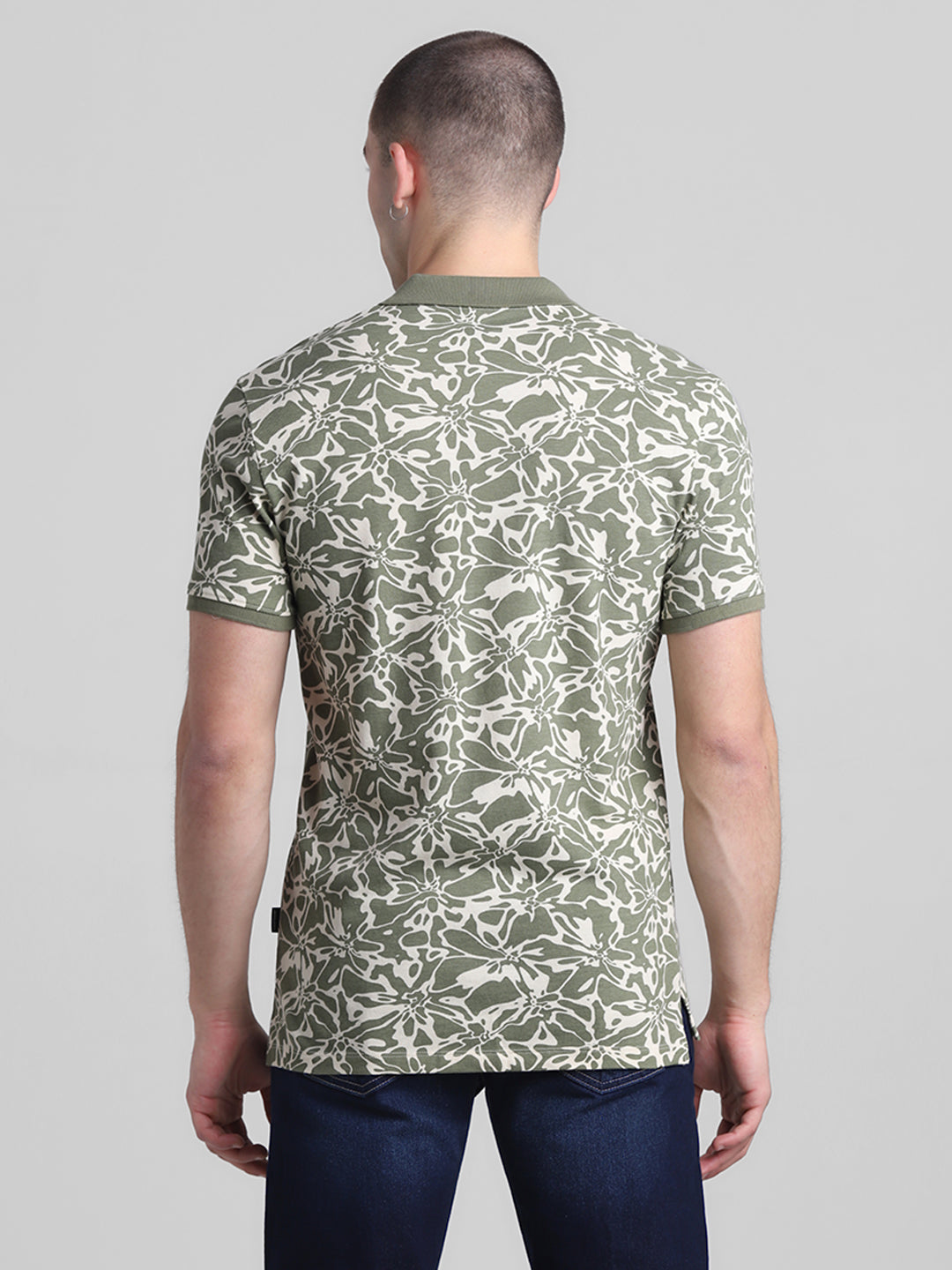 Green Printed Cotton Polo
