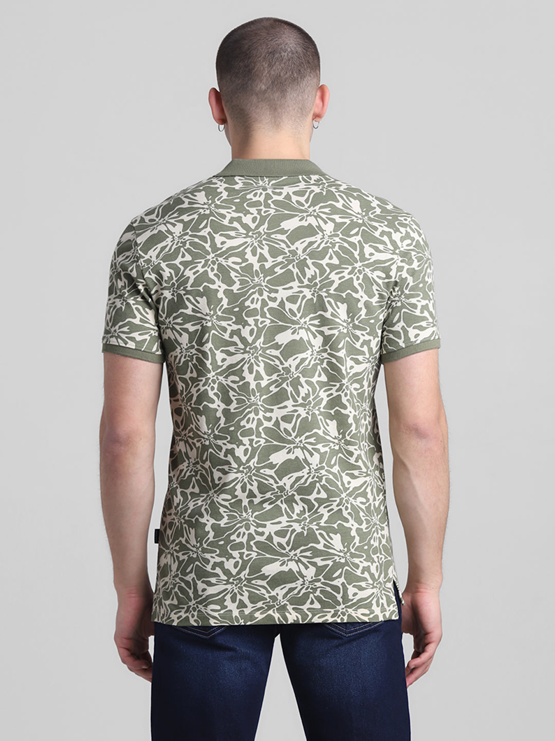 Green Printed Cotton Polo
