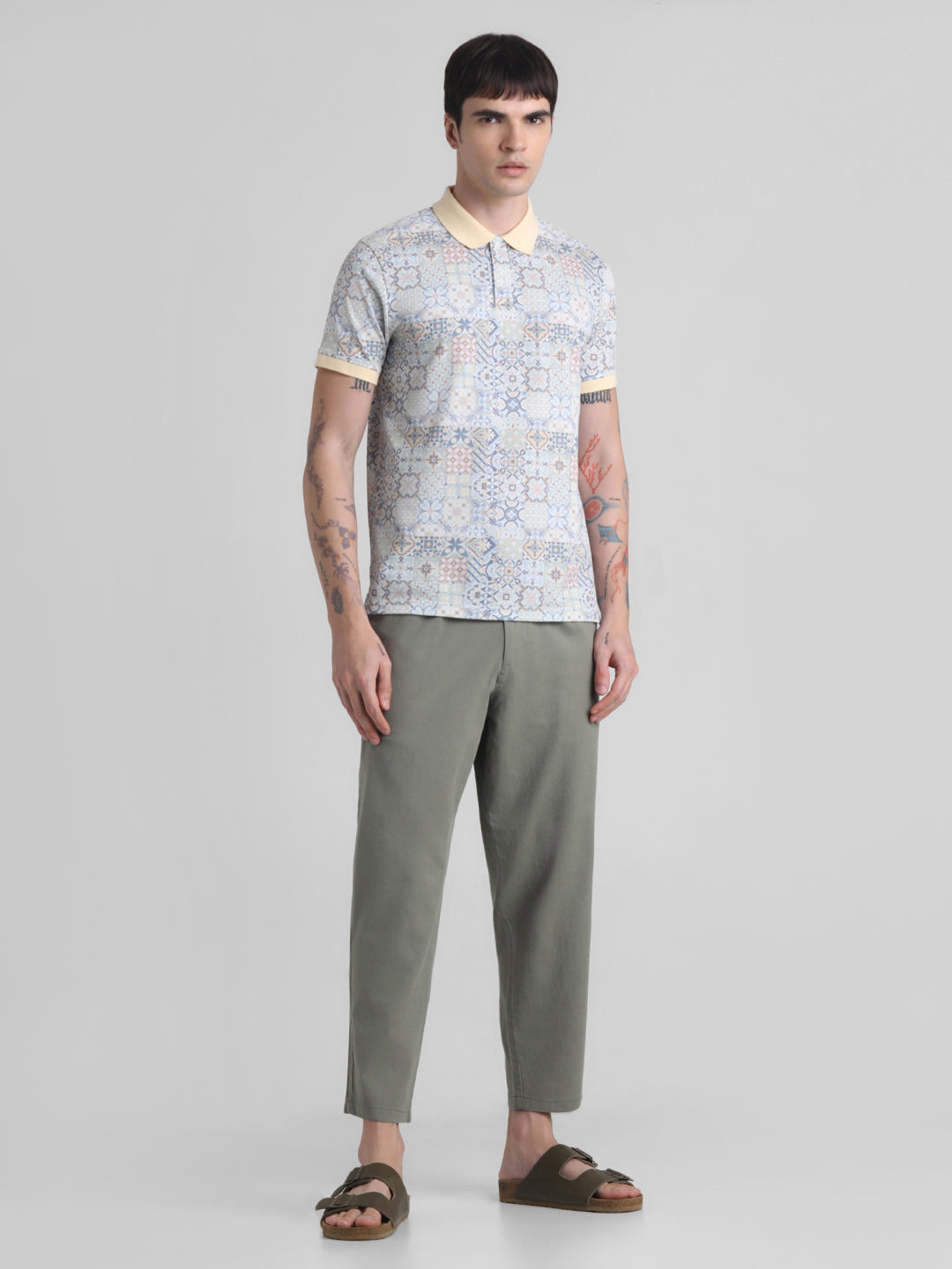 Printed Cotton Blend Polo