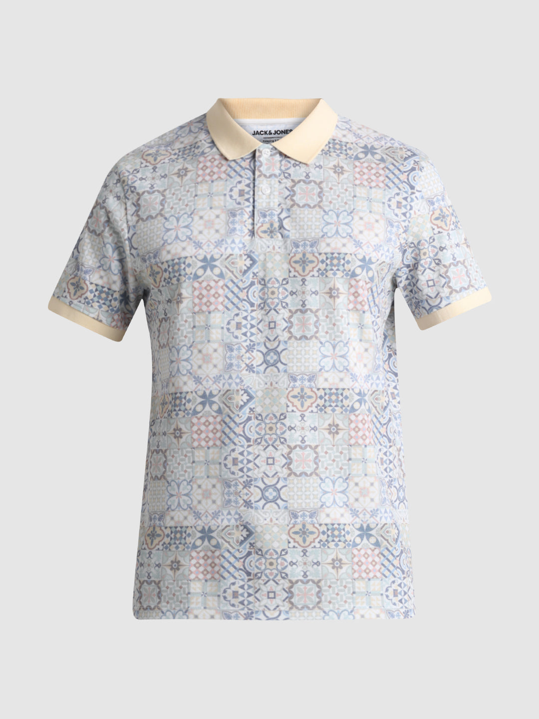 Printed Cotton Blend Polo