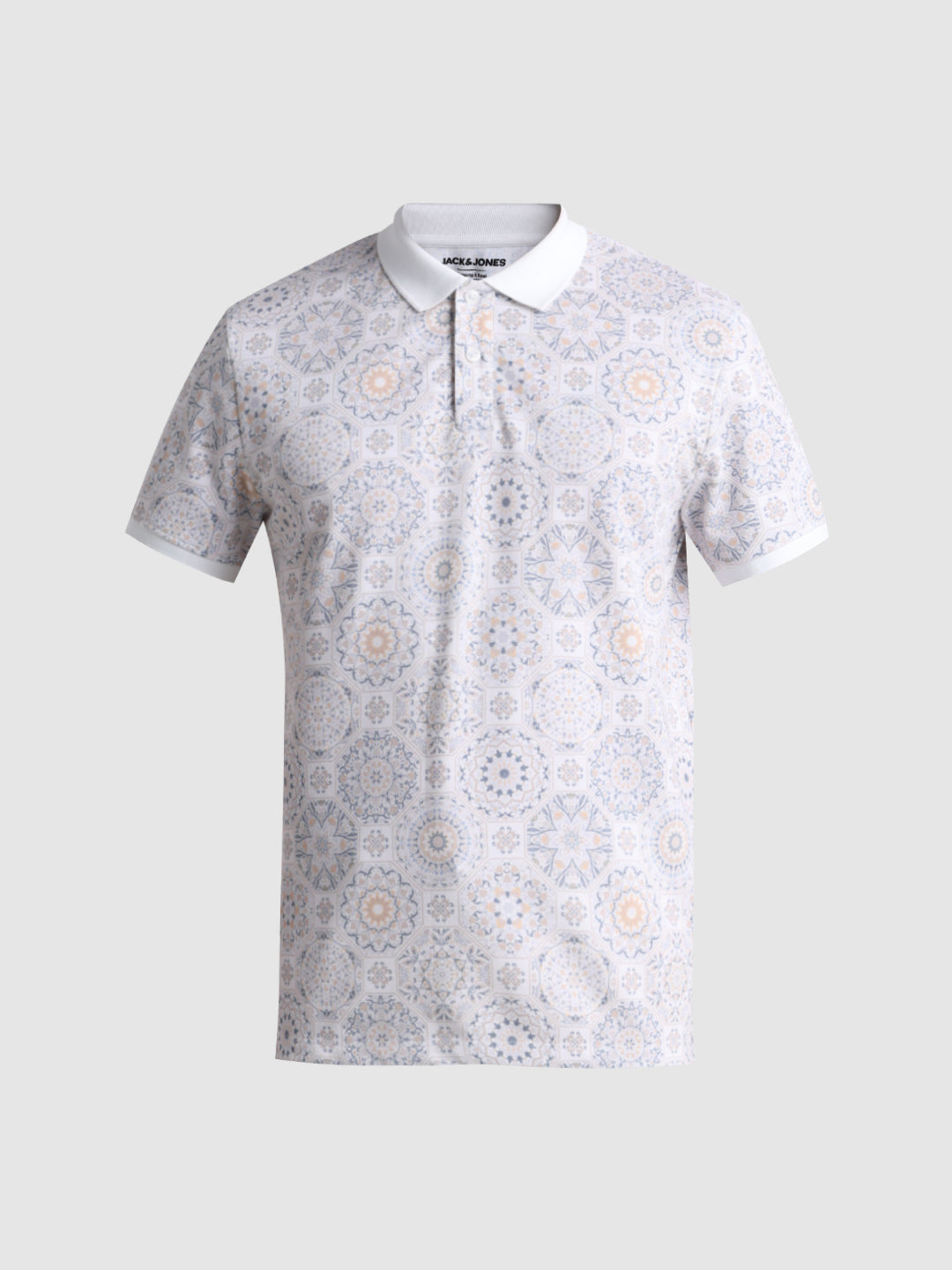 White Printed Polo