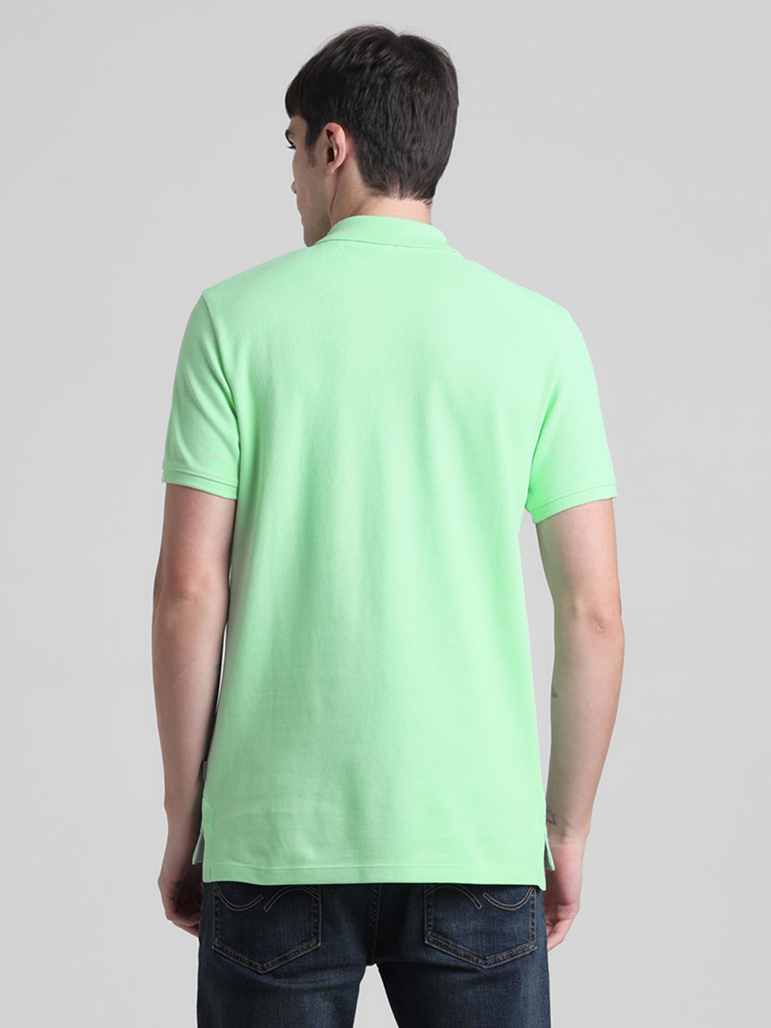 Green Logo Print Cotton Polo