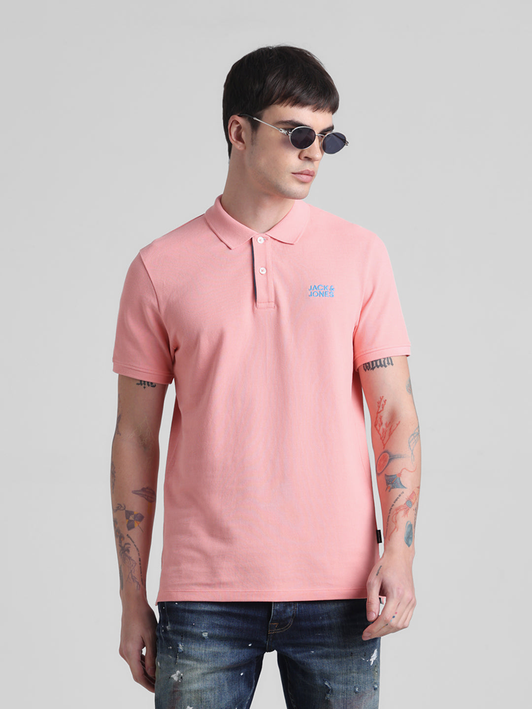 Flamingo Pink Logo Print Cotton Polo - S