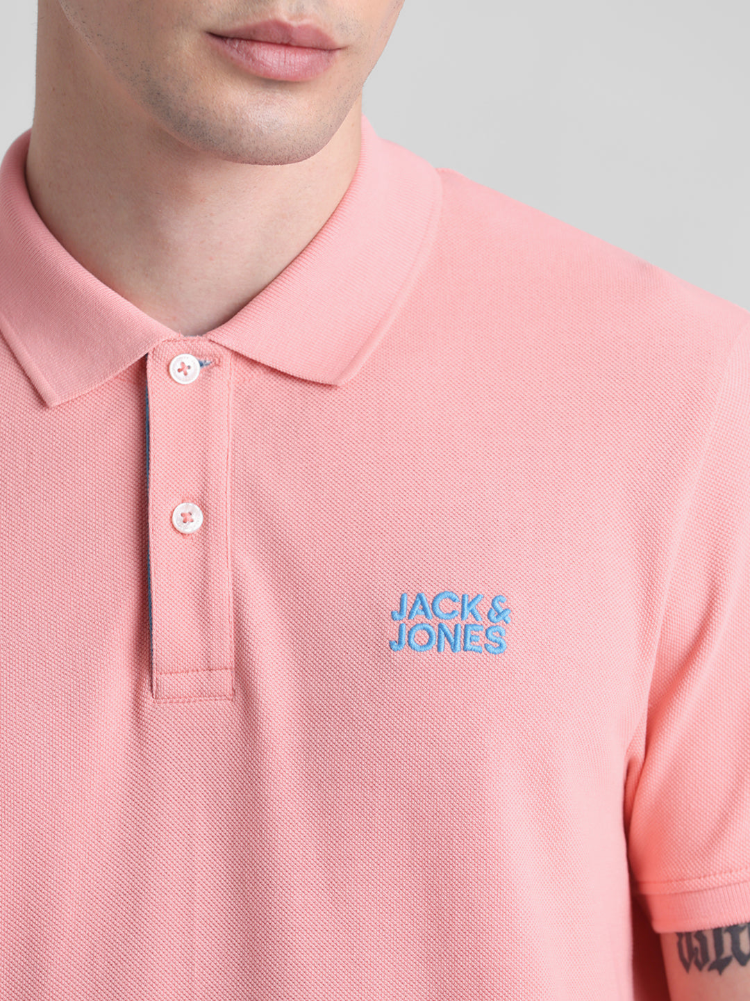 Flamingo Pink Logo Print Cotton Polo