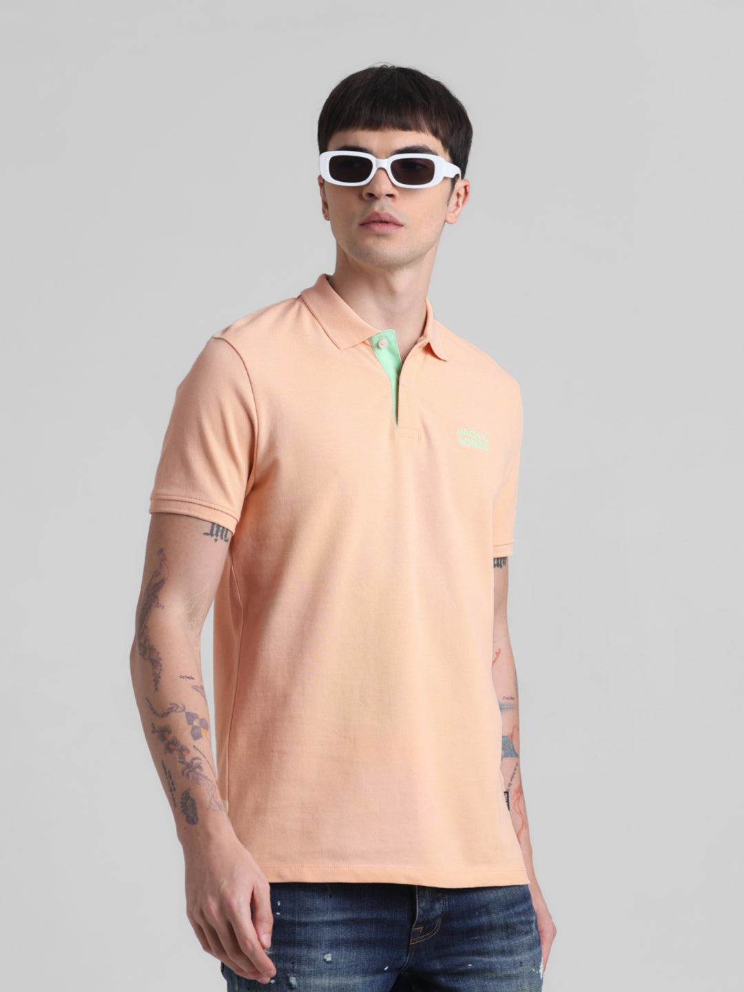 Peach Cotton Polo - L
