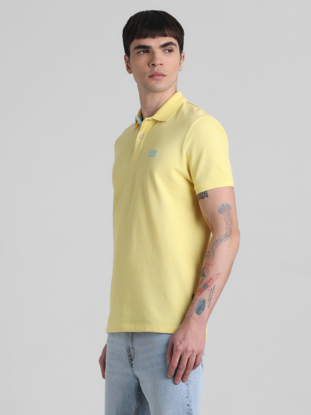 Yellow Logo Print Cotton Polo