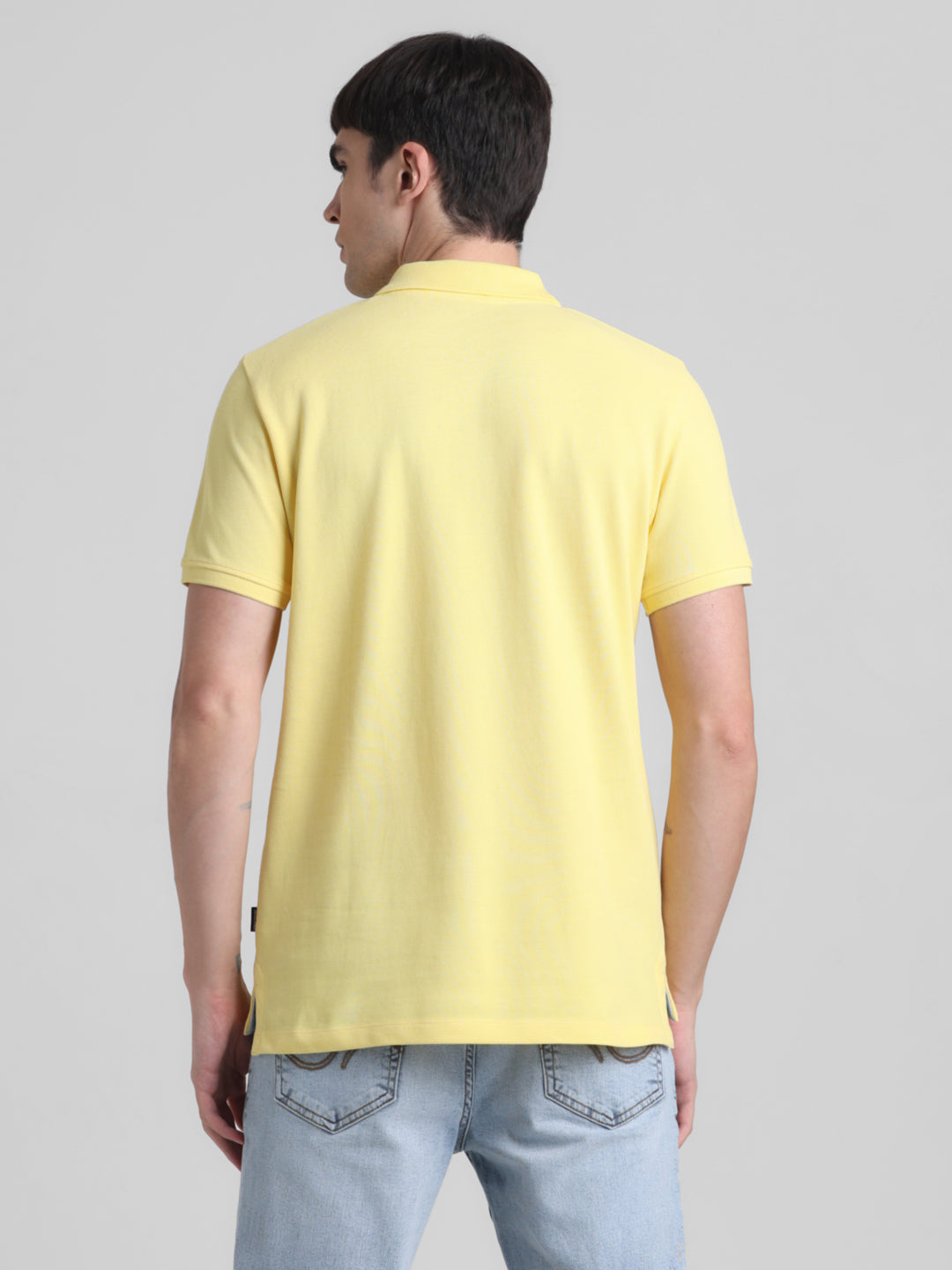 Yellow Logo Print Cotton Polo