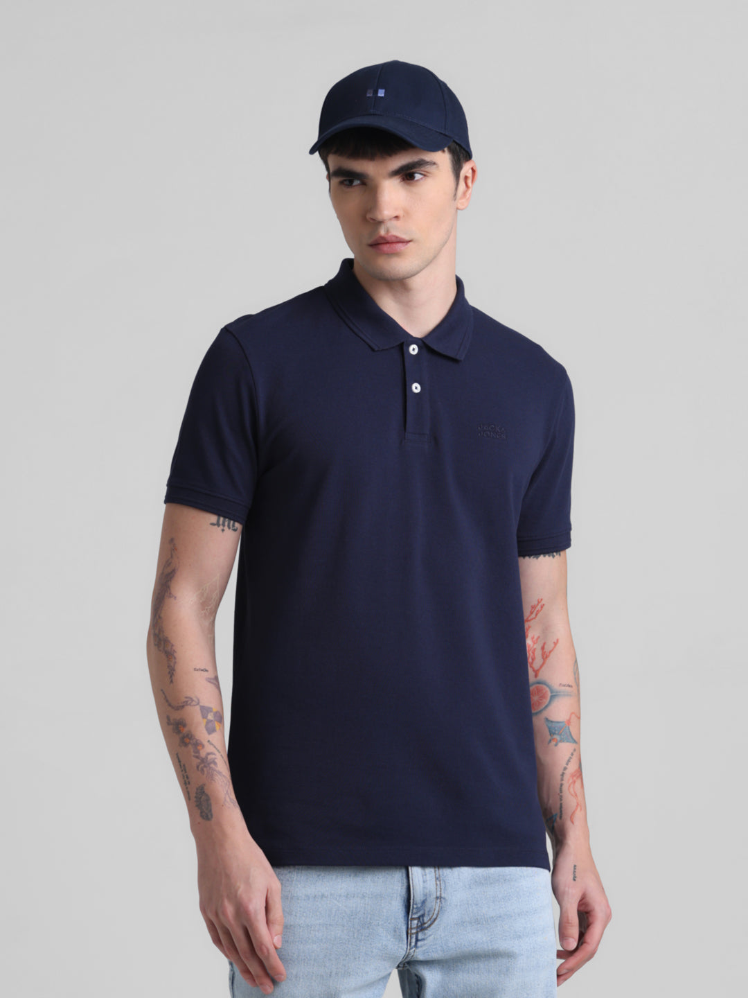 Navy Blue Solid Polo - S