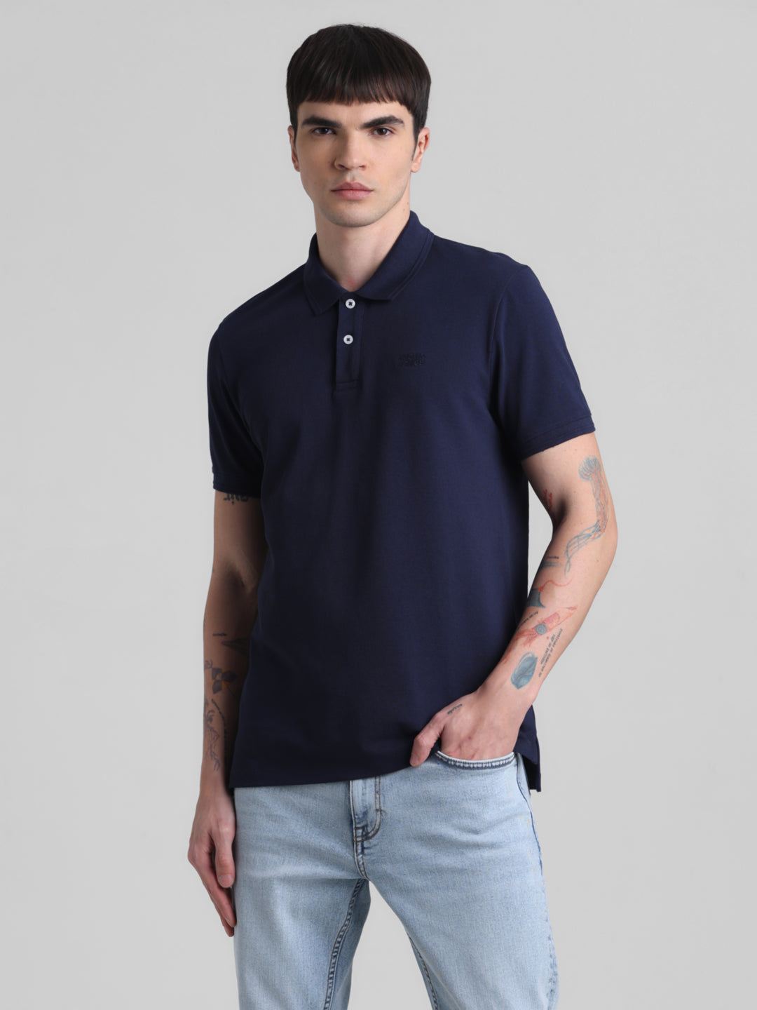 Navy Blue Solid Polo