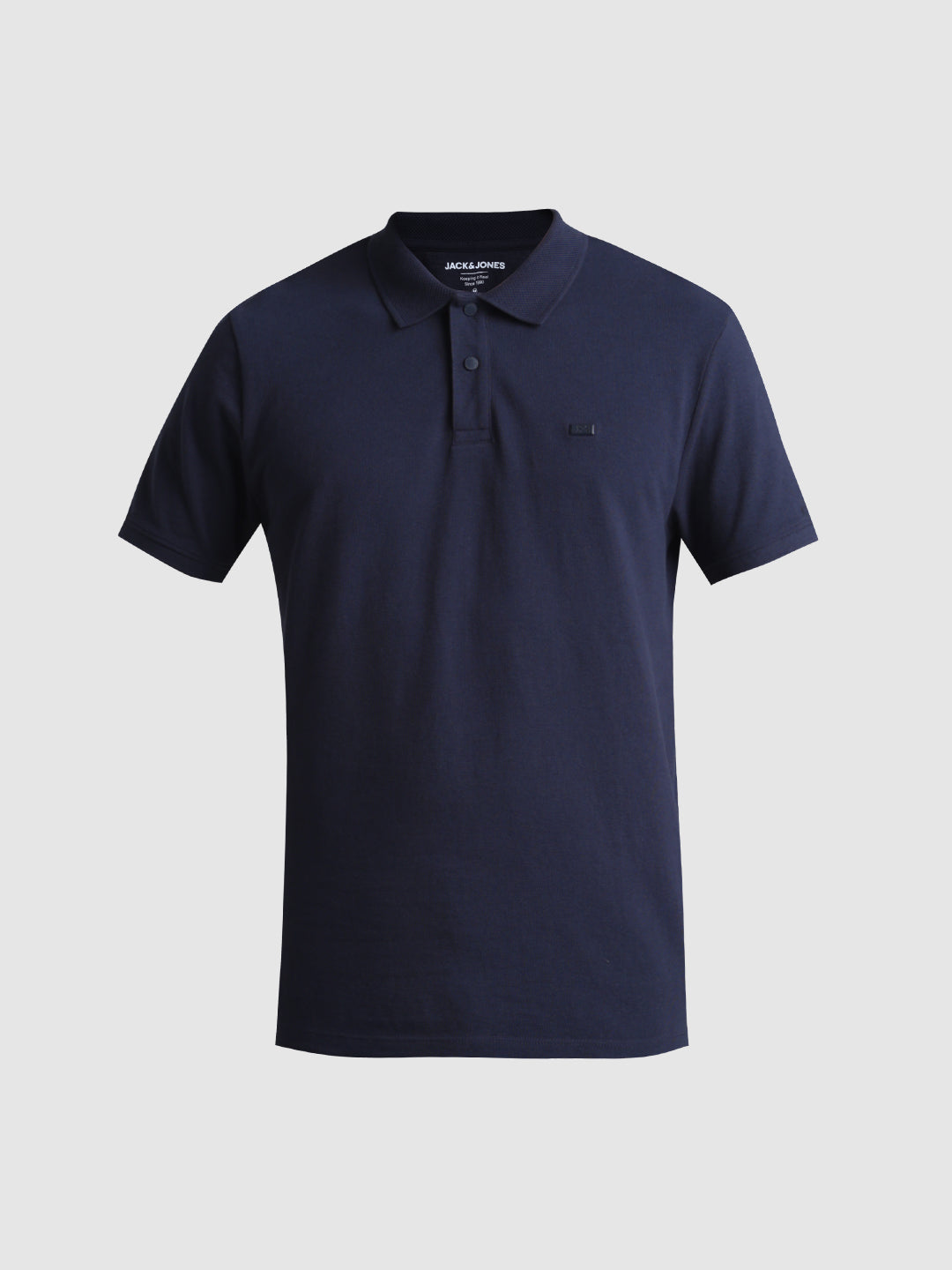 Navy Blue Cotton Blend Polo