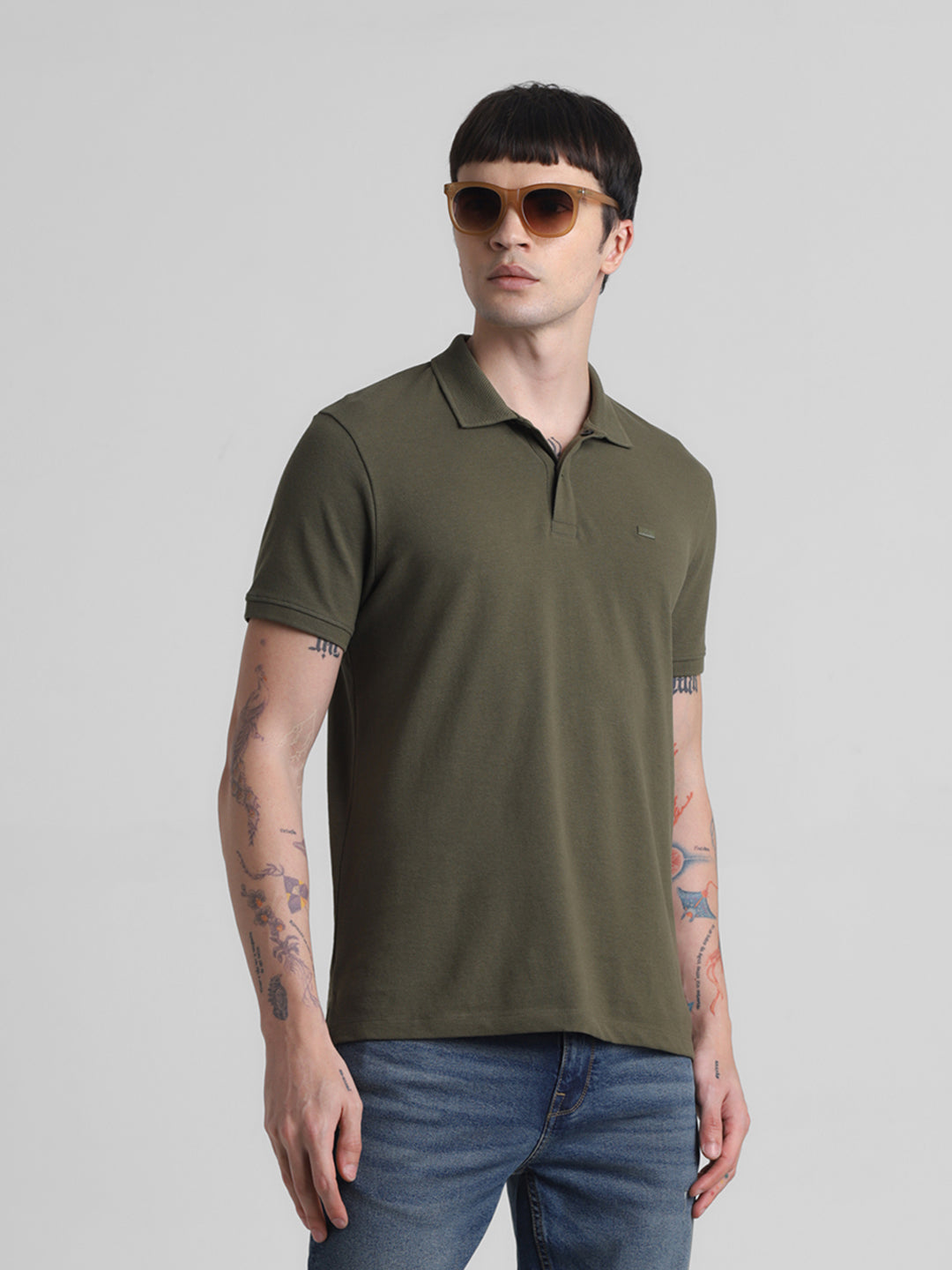 Olive Regular Fit Polo - S