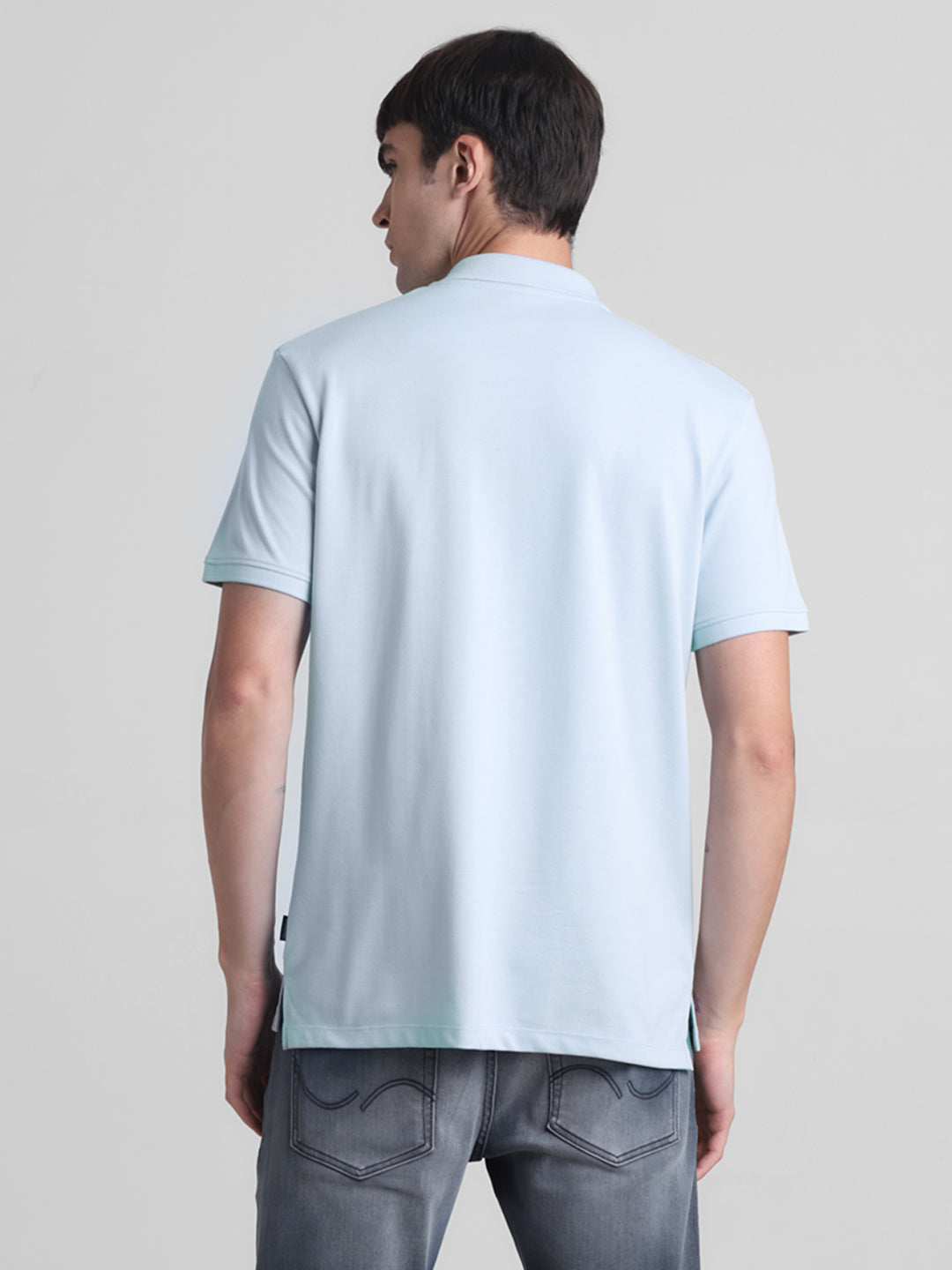 Sky Blue Cotton Blend Polo