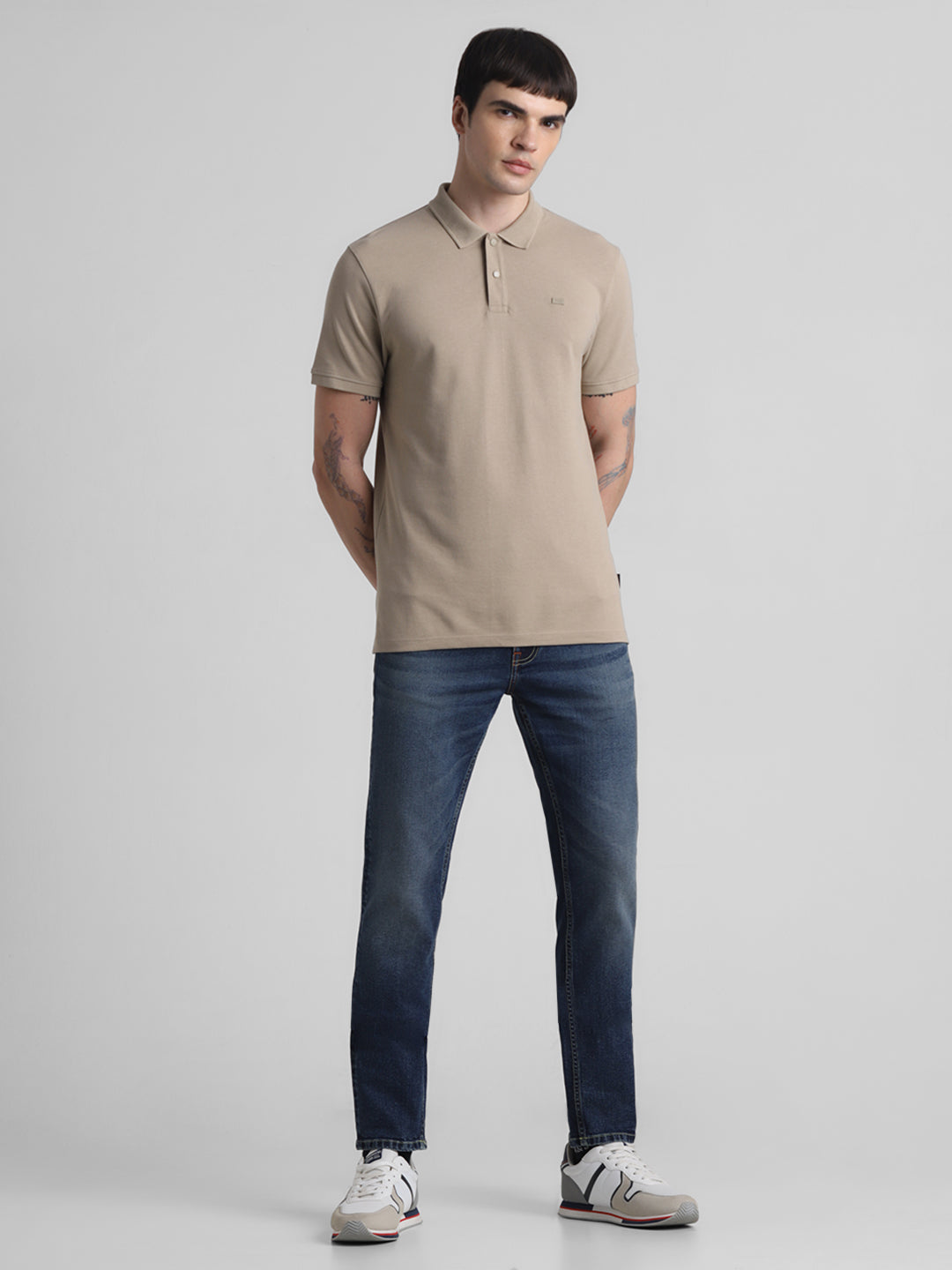 Beige Cotton Blend Polo