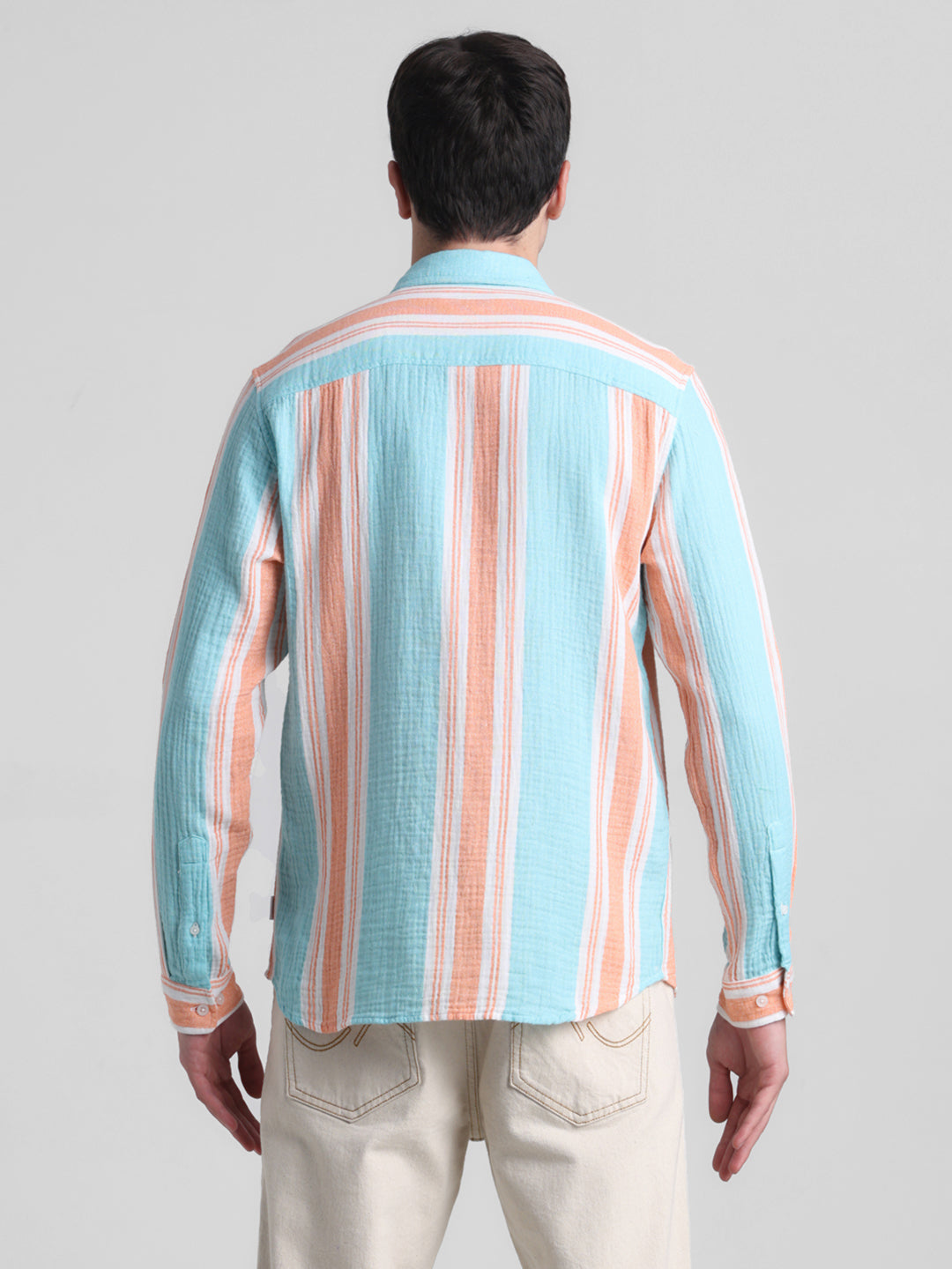 Light Blue Colourblocked Striped Shirt