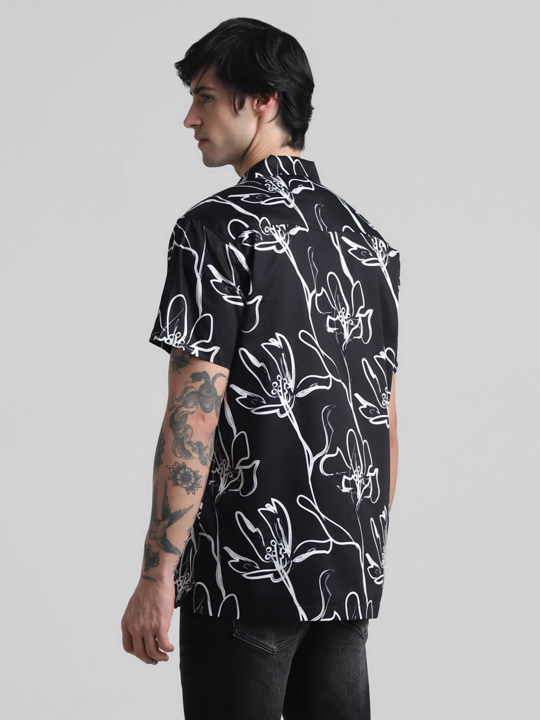 Black Floral Printed Shirt