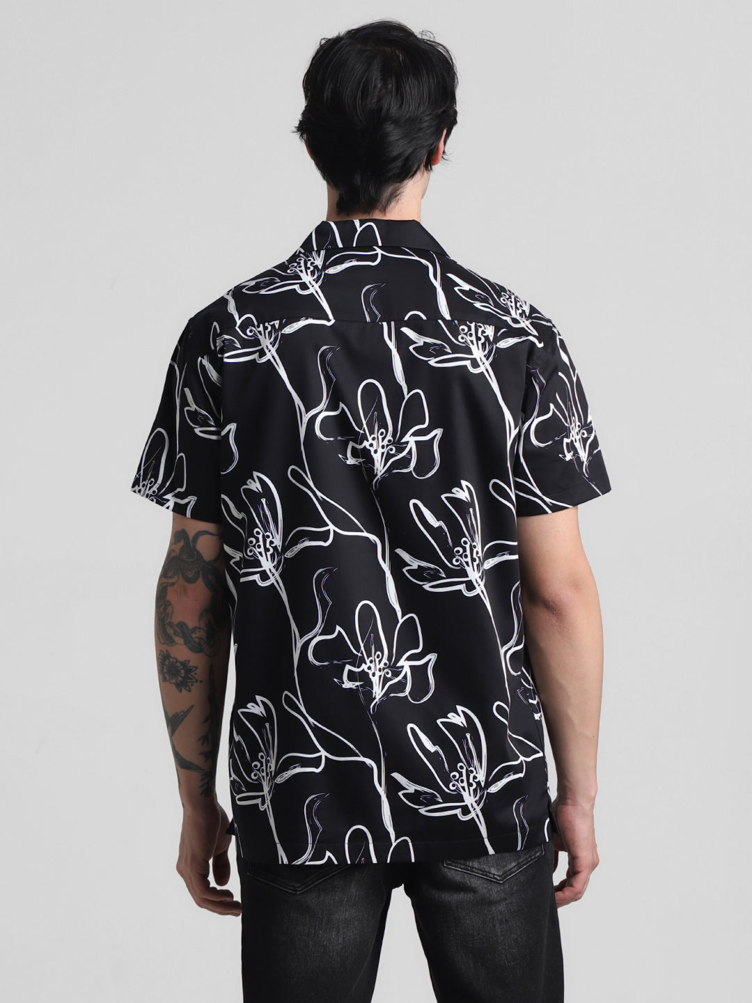 Black Floral Printed Shirt