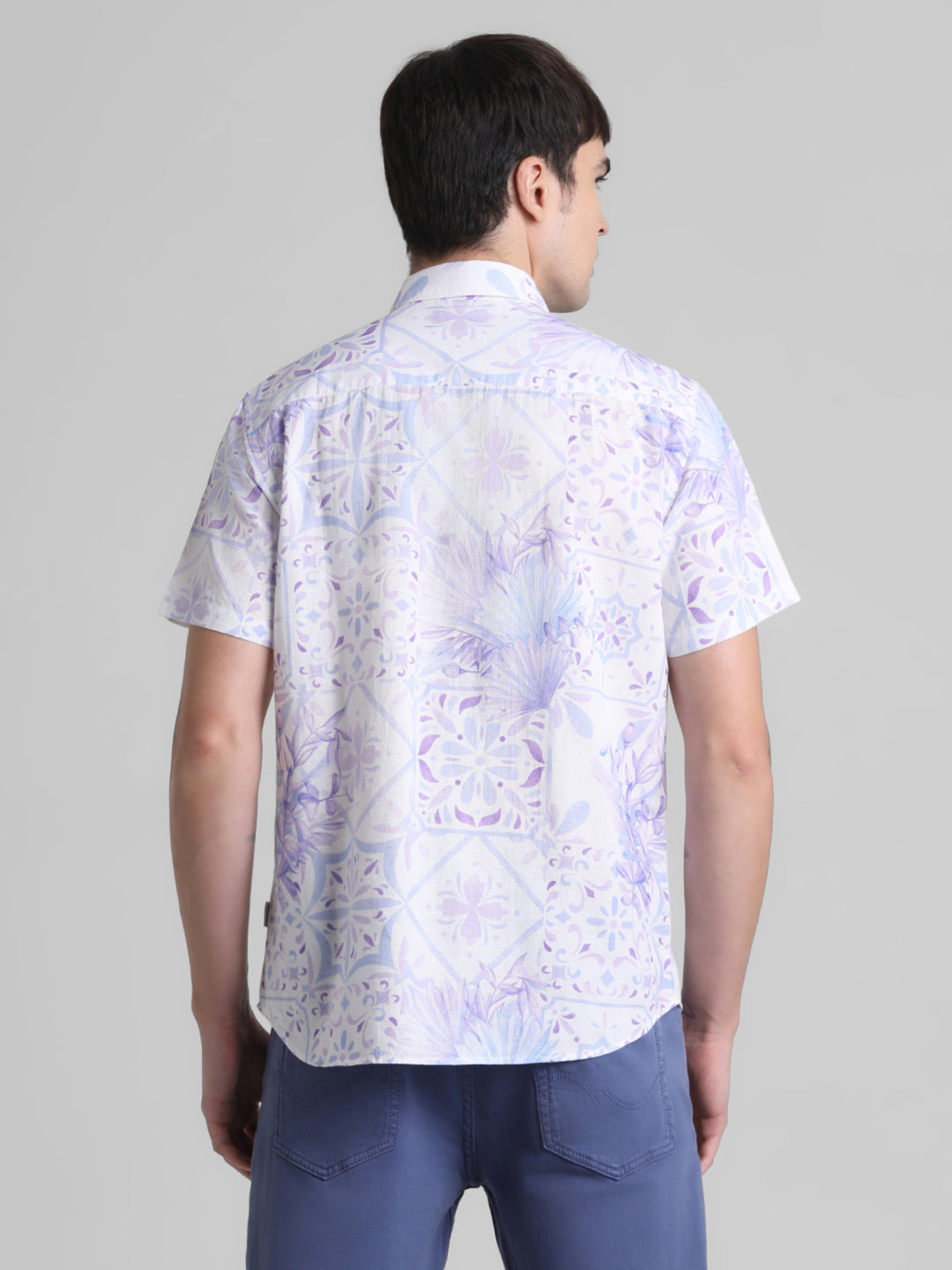 Cotton Linen Blend Printed Shirt