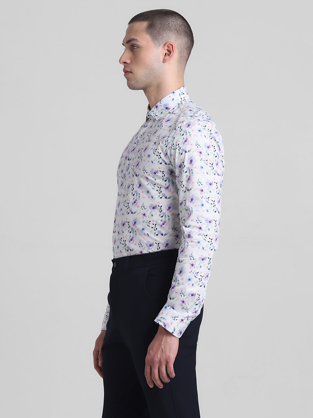 White Floral Print Shirt