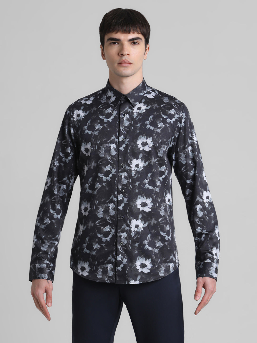 Black Floral Print Shirt