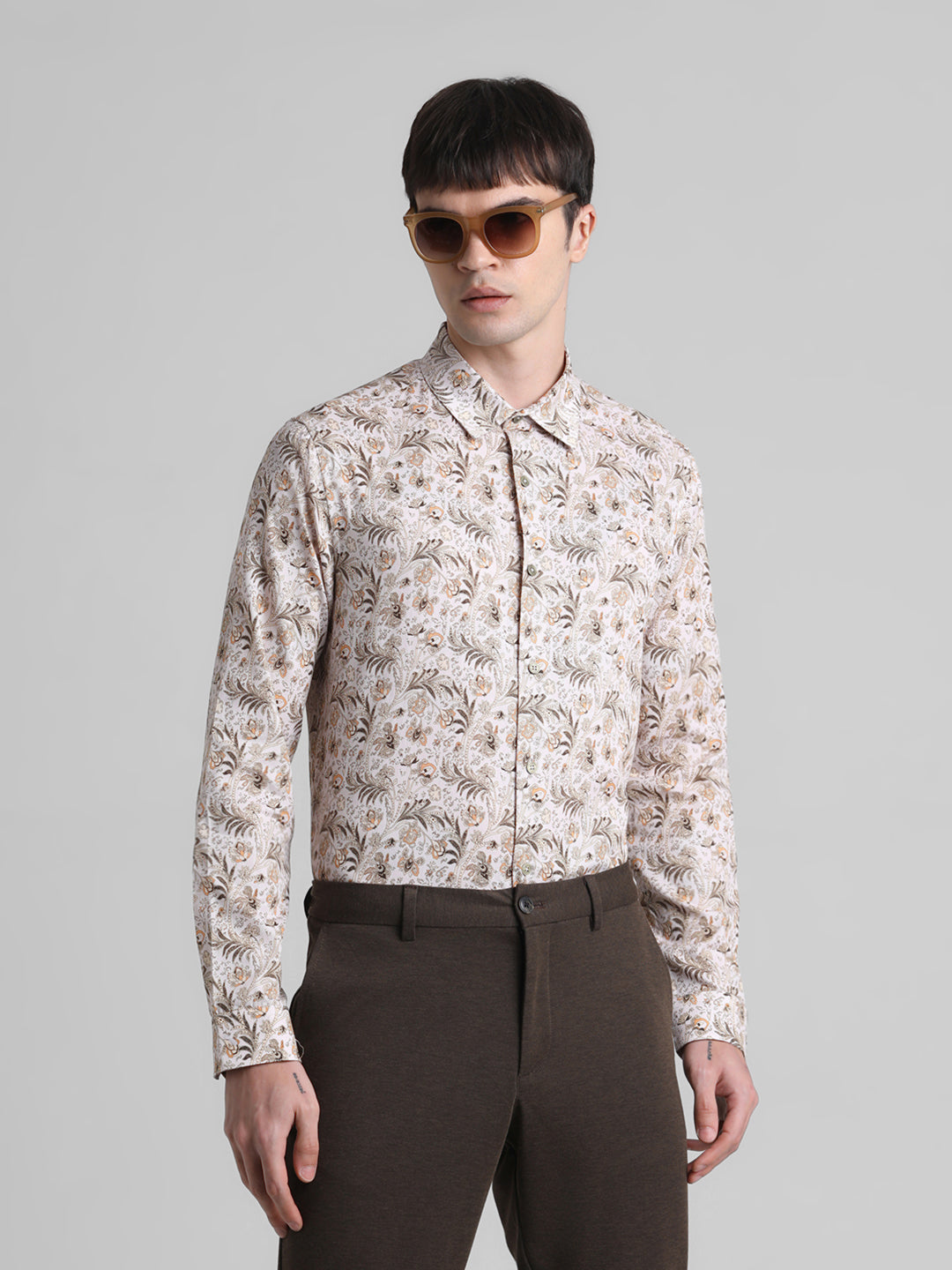 Beige Paisley Print Shirt