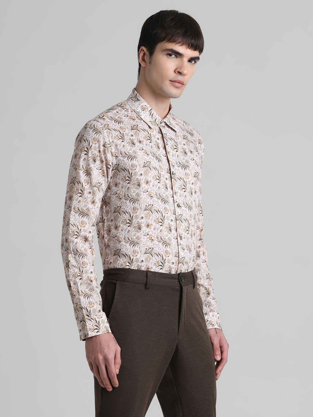 Beige Paisley Print Shirt