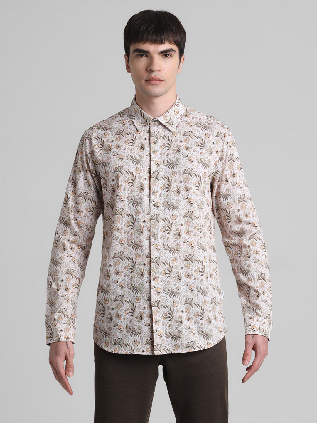 Beige Paisley Print Shirt