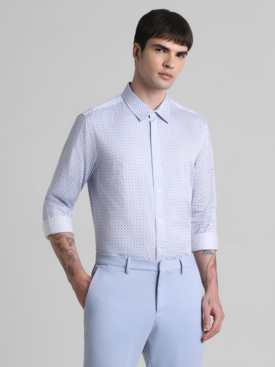 Blue Geometric Print Shirt