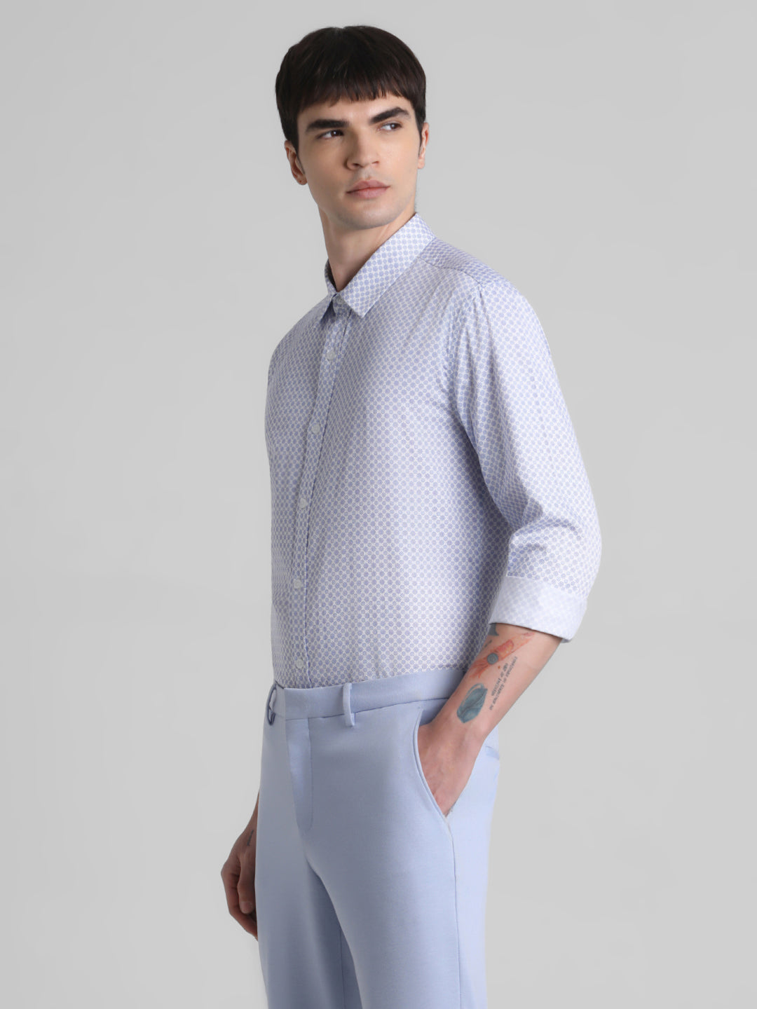 Blue Geometric Print Shirt