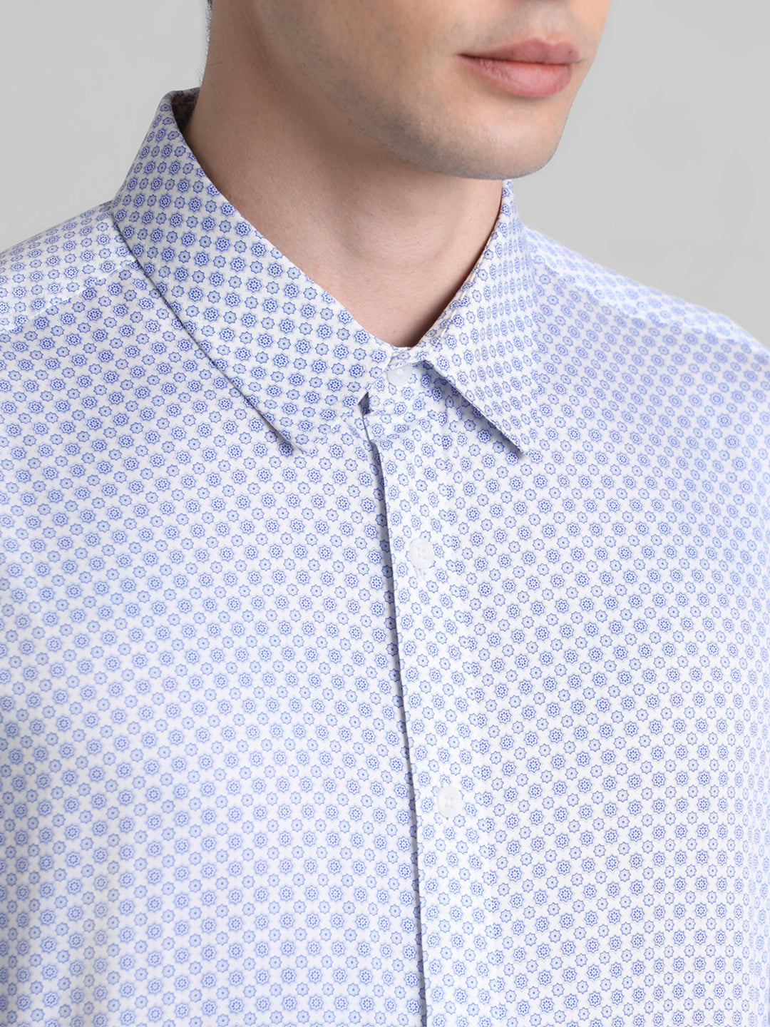 Blue Geometric Print Shirt